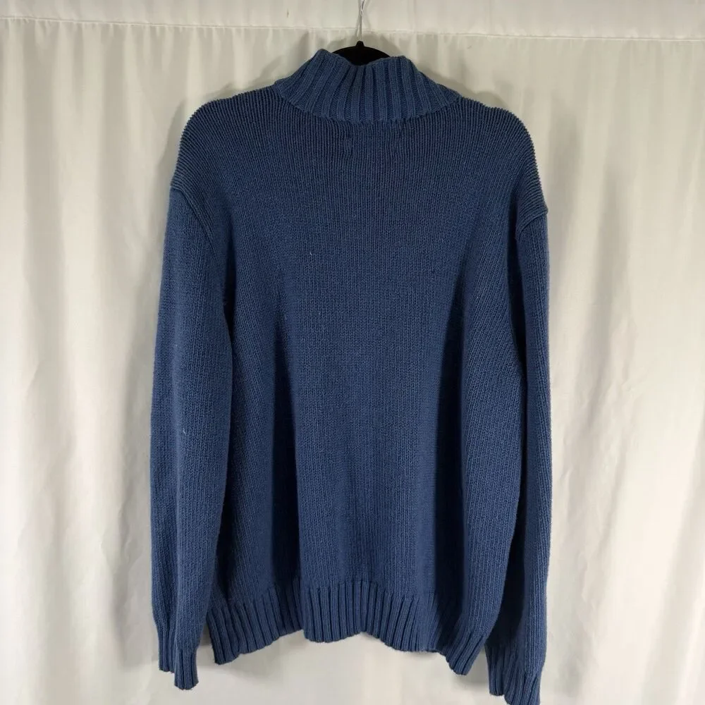 Polo Ralph Lauren 1/4 Zip Sweater Men's XXL Blue Heavy Knit Pullover Turtleneck